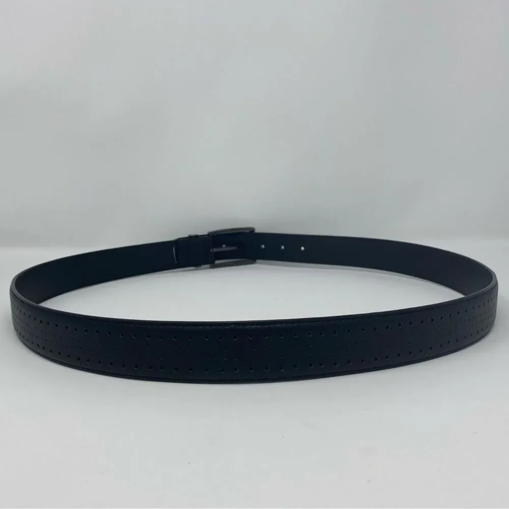 STACY ADAMS 42 Men’s Black Leather Belt Pacer Perforated Casual Dressy Belt